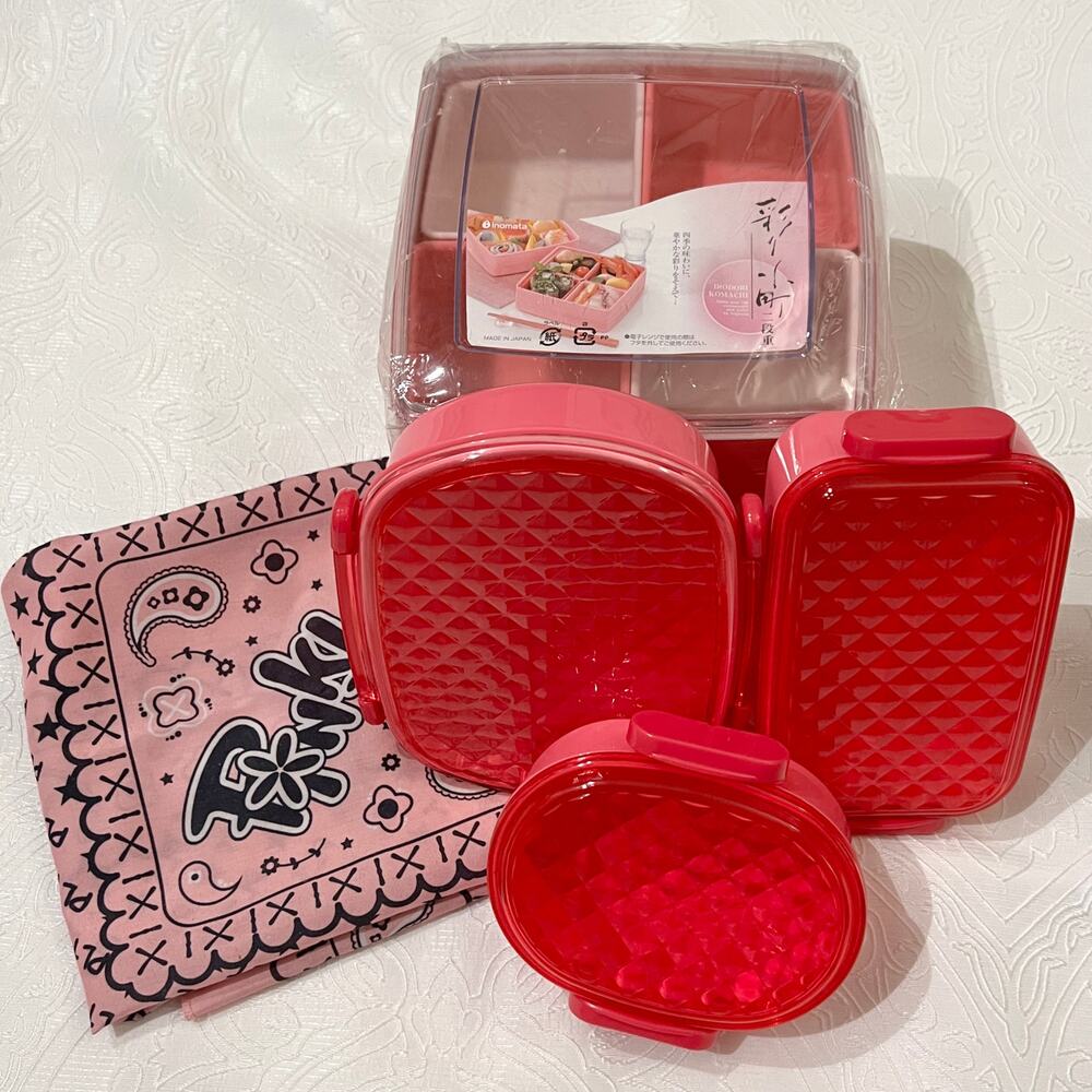 Pink Kawaii Japanese Bento Lunch Container Set 5 Pieces